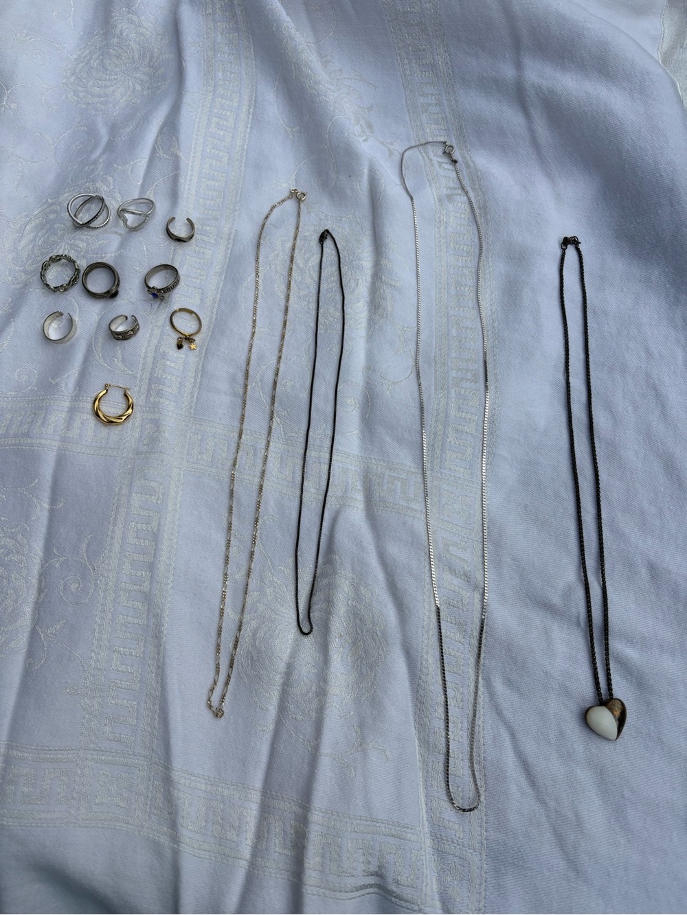 Mixed Metal and Black Cord Necklace Set with Heart Pendant - Unbranded